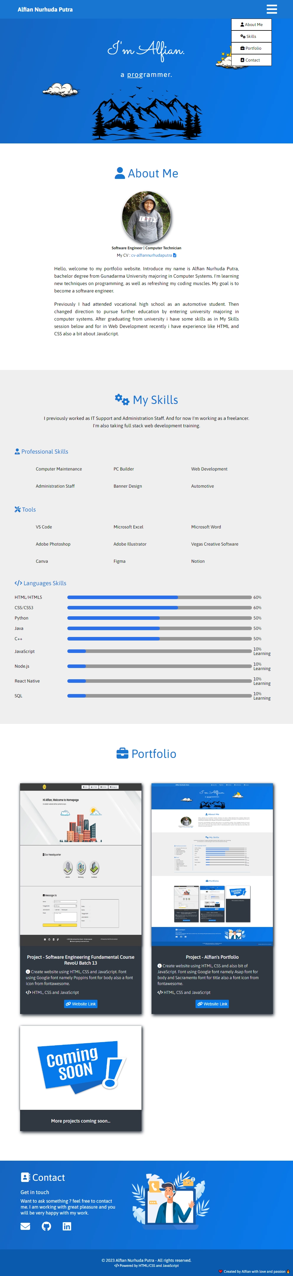 Tablet view for Home Menu